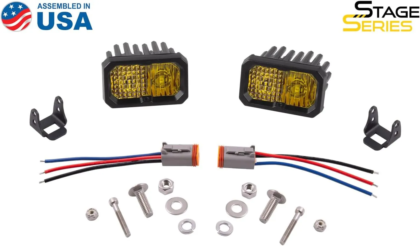 Diode Dynamics SSC2 SAE Yellow Sport Standard LED Pod (pair), Combo w/Amber Backlight