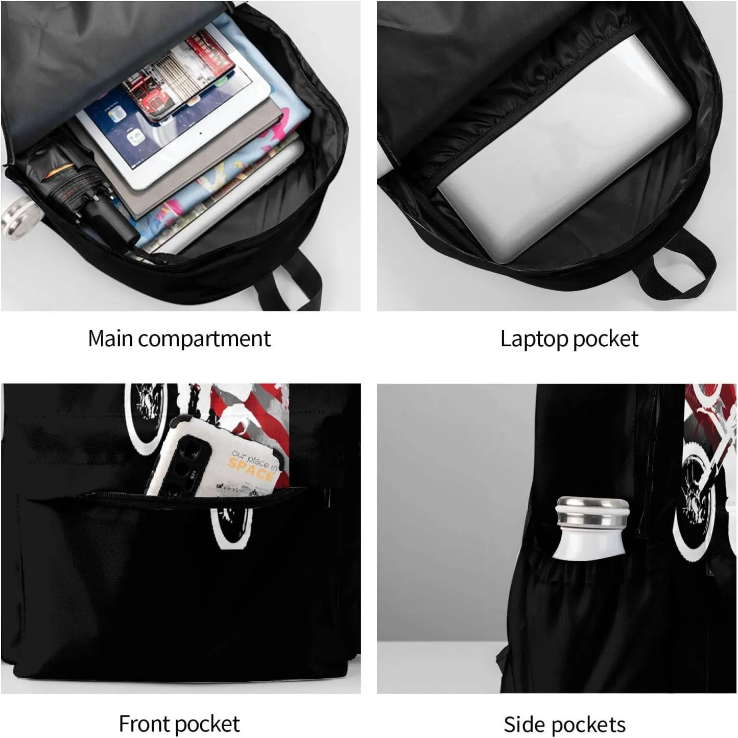 Dirt Bike Motocross Motorcycle Racing Competition Backpack Casual Laptop Backpack Large Capacity Double Shoulder Bag Travel Daypack For Women Men