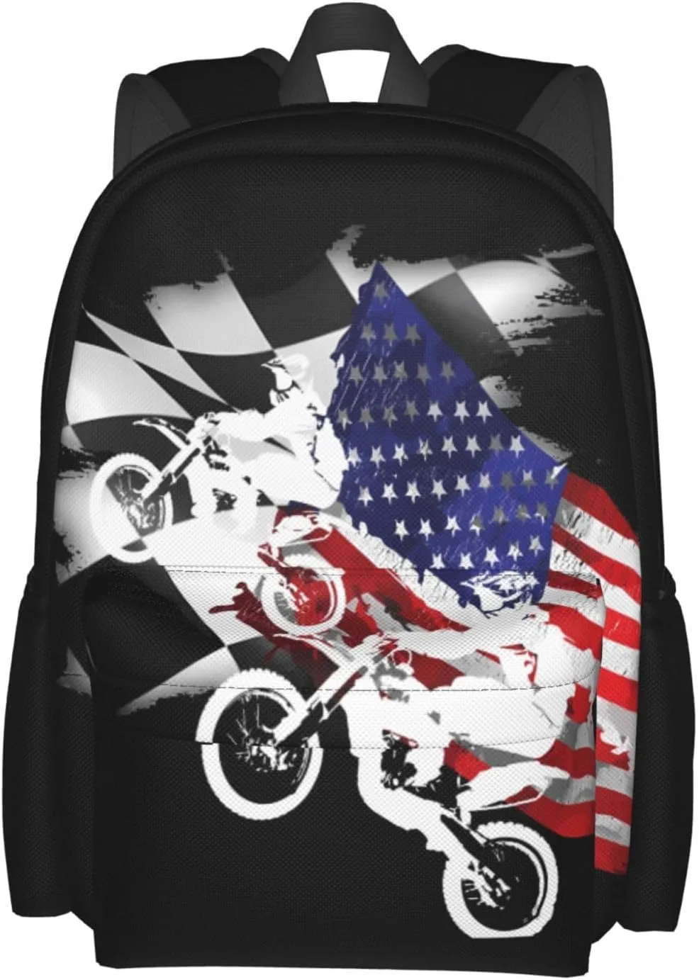 Dirt Bike Motocross Motorcycle Racing Competition Backpack Casual Laptop Backpack Large Capacity Double Shoulder Bag Travel Daypack For Women Men