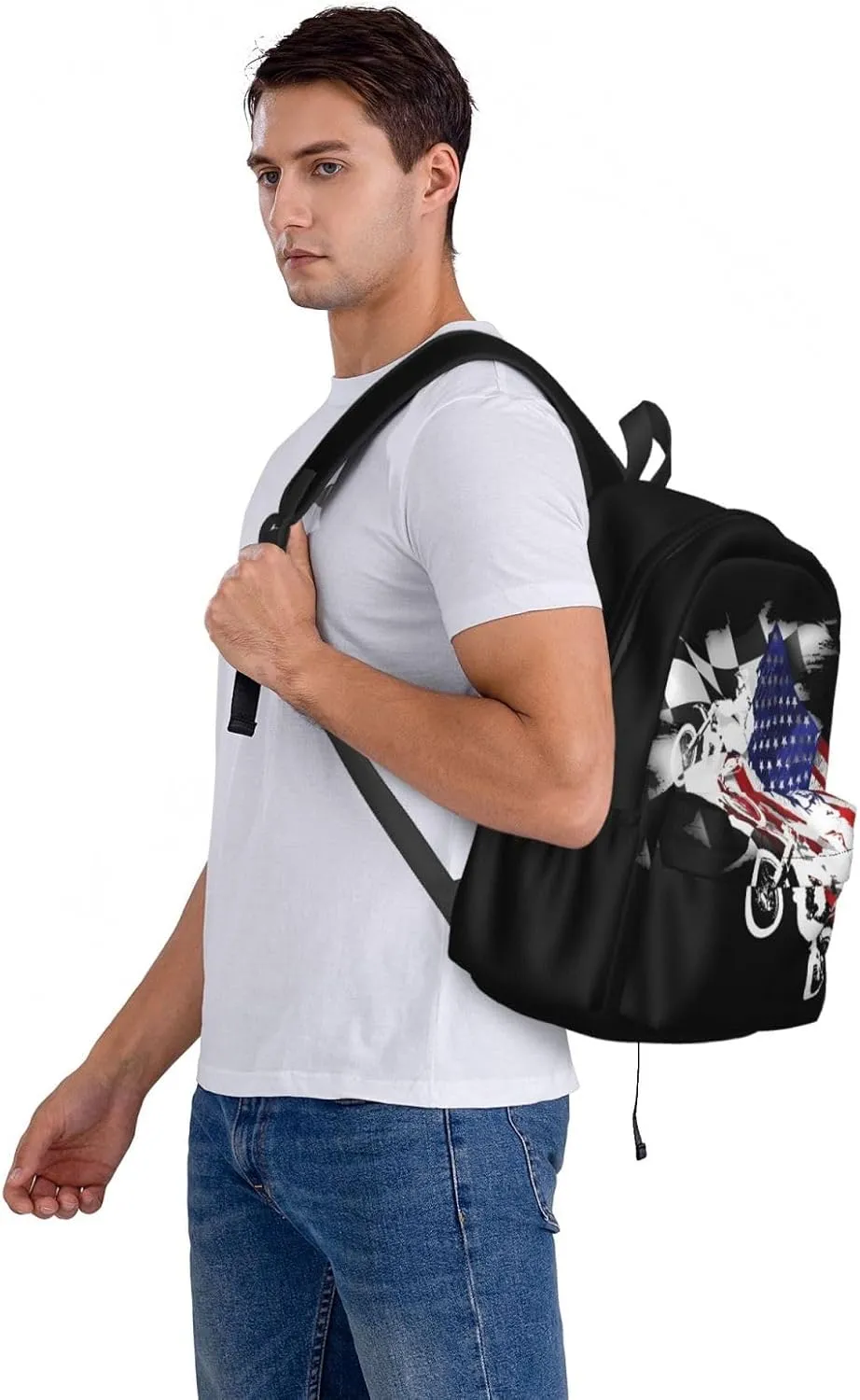 Dirt Bike Motocross Motorcycle Racing Competition Backpack Casual Laptop Backpack Large Capacity Double Shoulder Bag Travel Daypack For Women Men