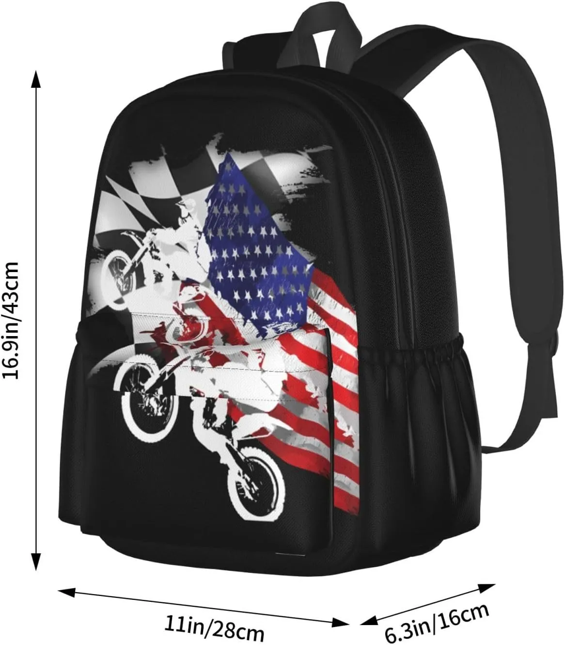 Dirt Bike Motocross Motorcycle Racing Competition Backpack Casual Laptop Backpack Large Capacity Double Shoulder Bag Travel Daypack For Women Men