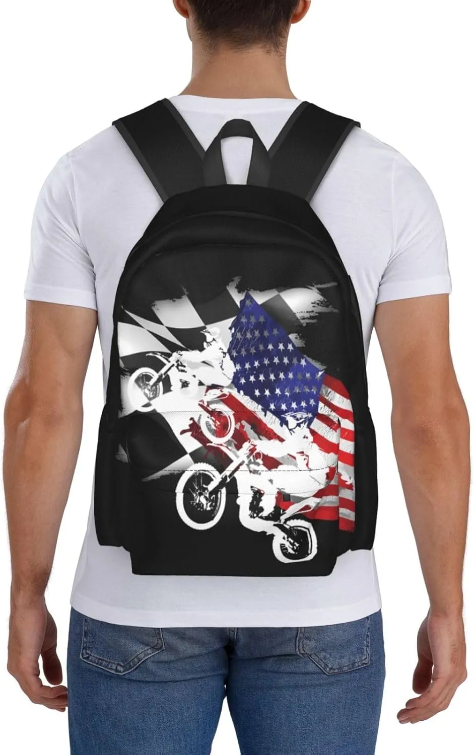 Dirt Bike Motocross Motorcycle Racing Competition Backpack Casual Laptop Backpack Large Capacity Double Shoulder Bag Travel Daypack For Women Men
