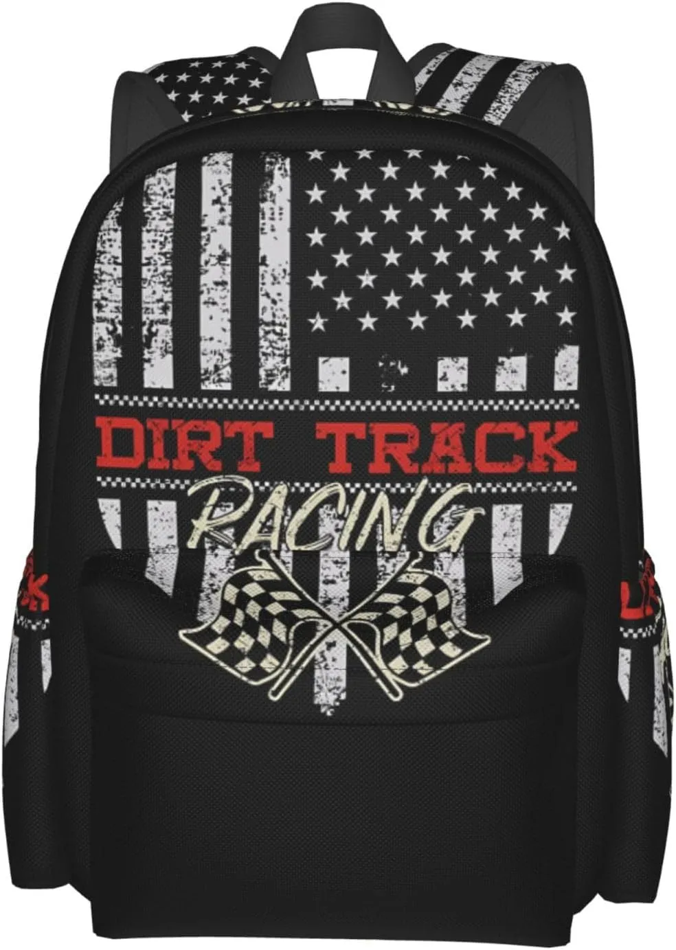 Dirt Track Racing American Flag Backpack Large Capacity Backpack Lightweight Double Shoulder Bag For Women Men Travel
