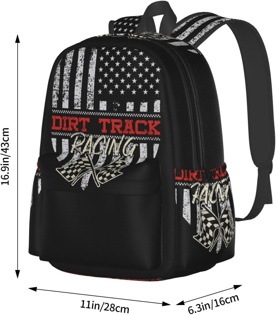Dirt Track Racing American Flag Backpack Large Capacity Backpack Lightweight Double Shoulder Bag For Women Men Travel