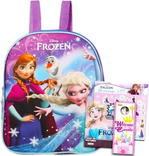 Disney Frozen Mini Backpack For Girls, Kids ~ Bundle with 11" Frozen School Bag, Frozen Imagine Ink, Stickers and More (Anna and Elsa School Supplies Set)