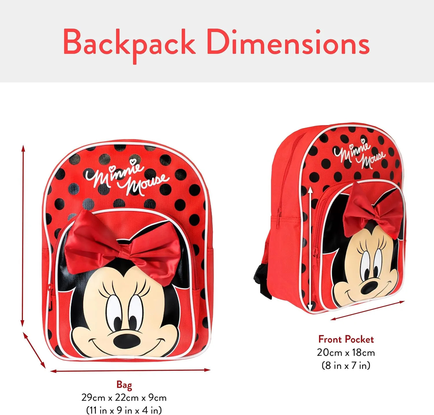 Disney Minnie Mouse Backpack, Red, Taille unique