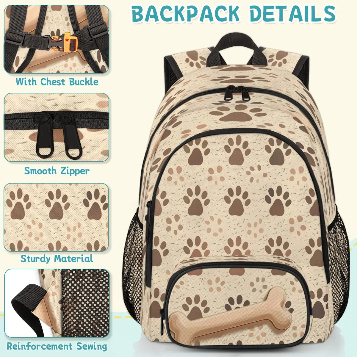 Dog Bones Paw Laptop Backpack for Women Men, Work Computer Backpacks, 18.3 Inch Large Computer Nurse Teacher Bags Travel Casual Daypack