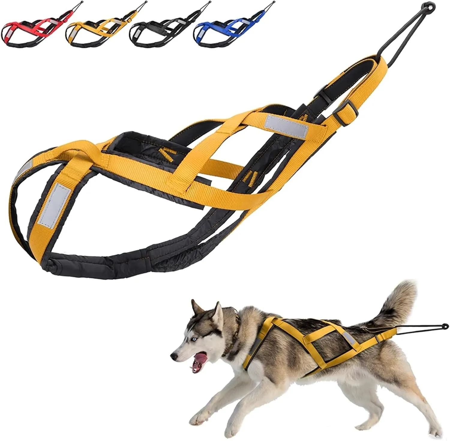Dog Sledding Harness,Reflective Dog Sled Harness Waterproof Big Dog Sledding Harness,ES Pet Training Pull Strength Strap for Dogs Skijoring Scootering(Red,M)