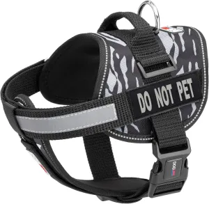 Dogline Unimax Dog Harness Vest with Do Not Pet Patches Reflective No-Pull, Adjustable Straps, Breathable Neoprene for Medical, Service, Identification and Training Dogs Girth 36 to 46" Zebra