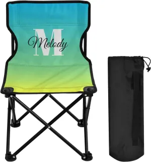 DOMIKING Blue Yellow Gradient Custom Kids' Portable Camping Chairs for Outdoor Personalized Lawn Chairs with Carry Bag Folding Chair for Beach Picnic Camping