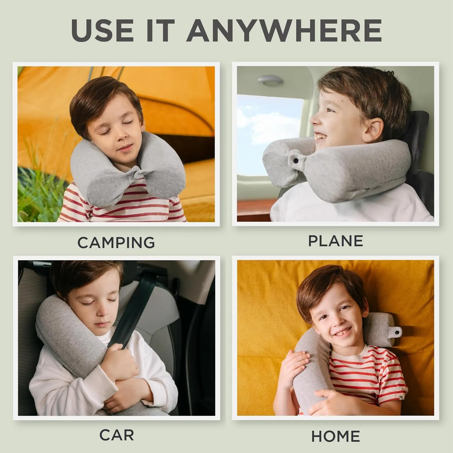 Dot&Dot Twist Memory Foam Kids Travel Pillow for Airplanes - Kids Neck Pillows for Travel, Sleeping - Airplane Pillow for Neck Support, Chin, Lumbar, Leg - Adjustable Toddler Neck Pillow for Car Seat