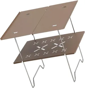 Double Deck Aluminum Plate Camping Table Easy To Clean Outdoor Camp Table Foldable Travel Table For Picnics And Hiking