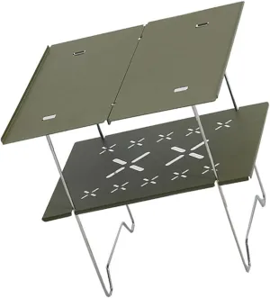 Double Deck Aluminum Plate Camping Table Easy to Outdoor Camp Table Foldable Travel Table for Picnics and Hiking