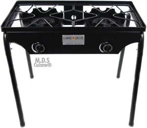Double Two Burner Stove Heavy Duty Outdoor Stand Portable BBQ Grill Camping
