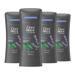 Dove Men Care Antiperspirant Stick Sea Salt   Lavender 4 Count 72H Protection with a Plant-Based Moisturizer 2.6 oz