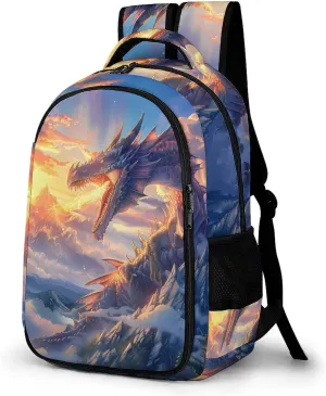 Dragon Breathing Fire Unisex Backpack Casual Daypacks Dual Compartment Shoulders Bag for Camping Hiking Travel Gear
