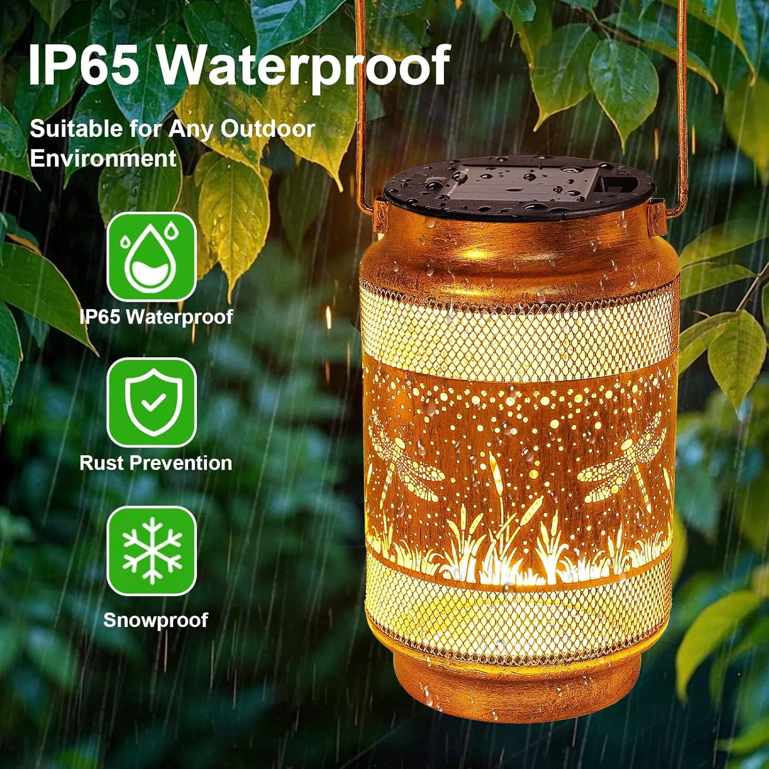 Dragonfly Solar Lanterns Outdoor Waterproof Garden Decor, Birthday Mothers Day Gifts for Women Mom Grandma, Metal Hanging Solar Lights for Outside Yard Patio Pathway Backyard Porch