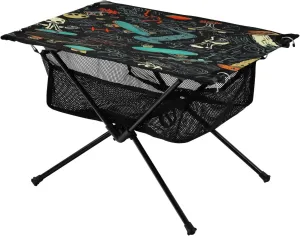 Drawing Skateboards Portable Folding Camping Table, Compact Lightweight Beach Table with Carrying Bag for Outdoor Picnics, BBQs, Camp