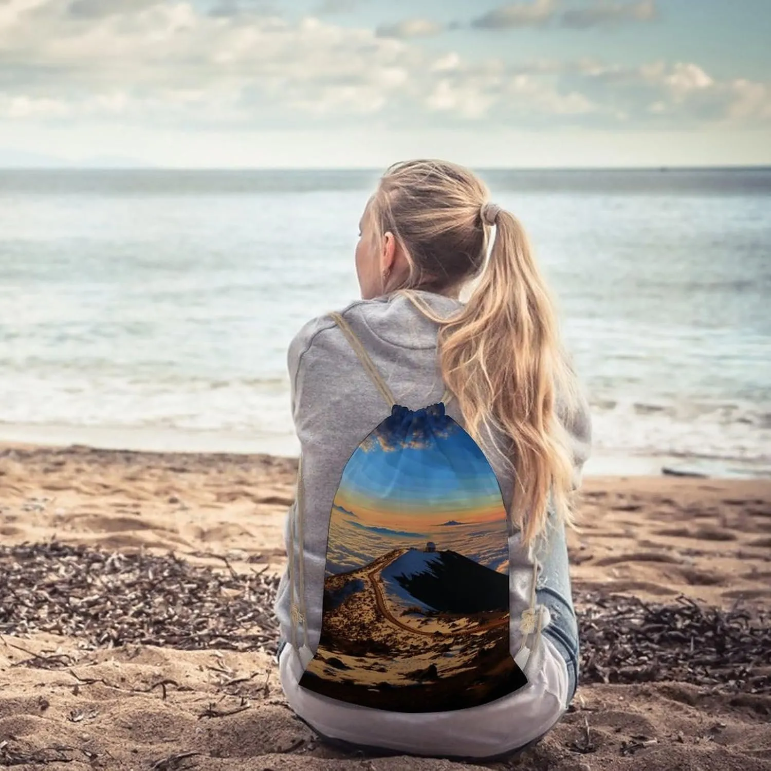 Drawstring Bags Drawstring Backpack Mauna Kea Summit Sunset Sports Gym Bag for Women Men Sports Sackpack