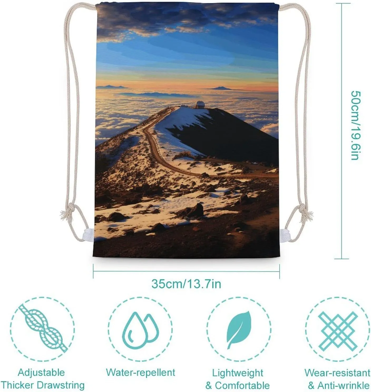 Drawstring Bags Drawstring Backpack Mauna Kea Summit Sunset Sports Gym Bag for Women Men Sports Sackpack