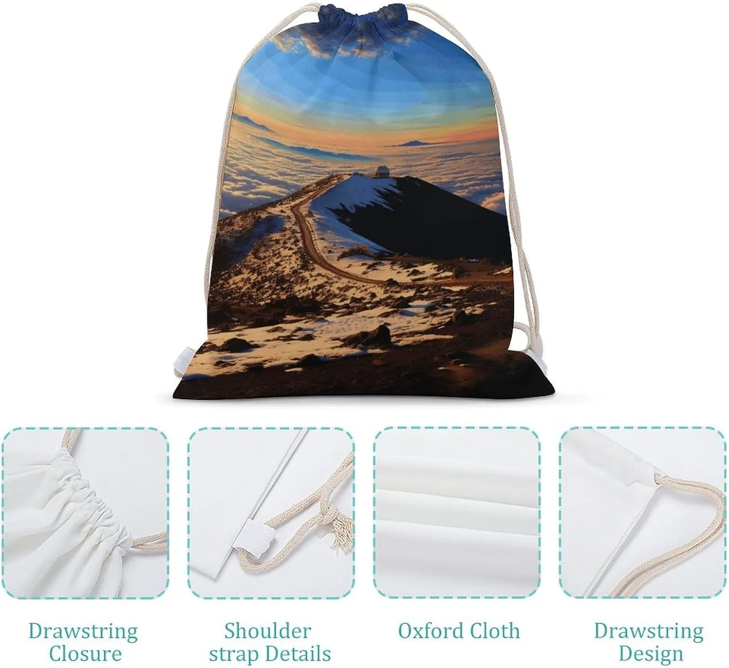 Drawstring Bags Drawstring Backpack Mauna Kea Summit Sunset Sports Gym Bag for Women Men Sports Sackpack