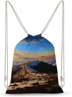 Drawstring Bags Drawstring Backpack Mauna Kea Summit Sunset Sports Gym Bag for Women Men Sports Sackpack