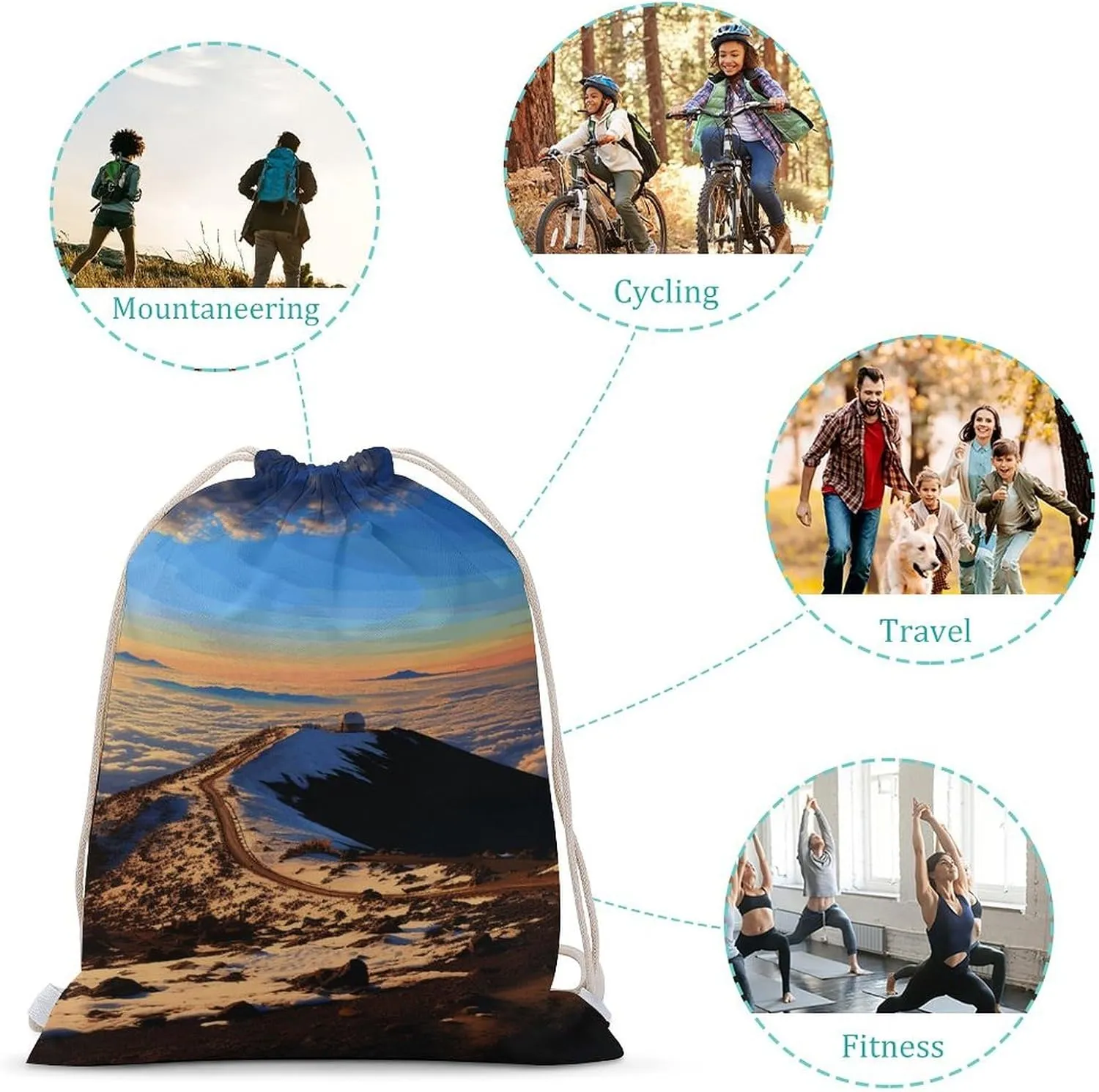 Drawstring Bags Drawstring Backpack Mauna Kea Summit Sunset Sports Gym Bag for Women Men Sports Sackpack