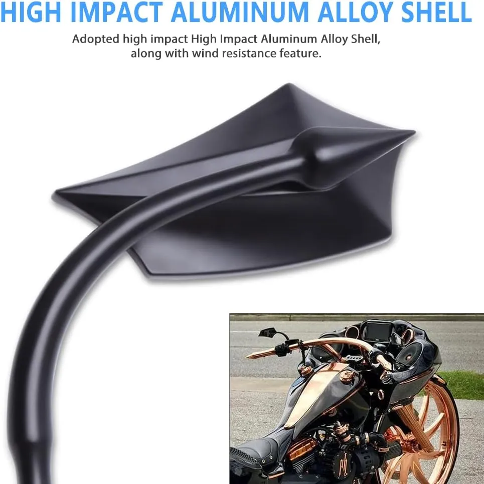 DREAMIZER Motorcycle Mirrors for Handlebars - Universal 8MM 10MM Side Mirror for Street Electra Glide Road King Street Dyna Bob Softial Sportster,Black