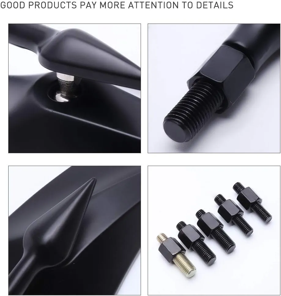 DREAMIZER Motorcycle Mirrors for Handlebars - Universal 8MM 10MM Side Mirror for Street Electra Glide Road King Street Dyna Bob Softial Sportster,Black