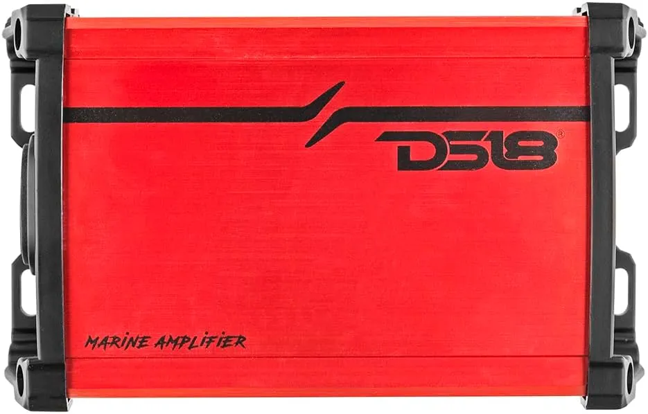 DS18 MP.4A Marine and Powersports Amplifier 4-Channel Full-Range Class D IP67 4 x 40 Watts Rms @ 4-Ohm - Compact Waterproof Amplifier 480W Max Power - Great for Marine/Motorsports and all applications