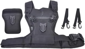 Dual 2 Camera Carrying Chest Harness System Vest Quick Strap with Side Holster for DSLR (Color : Black Size : ONE Size)