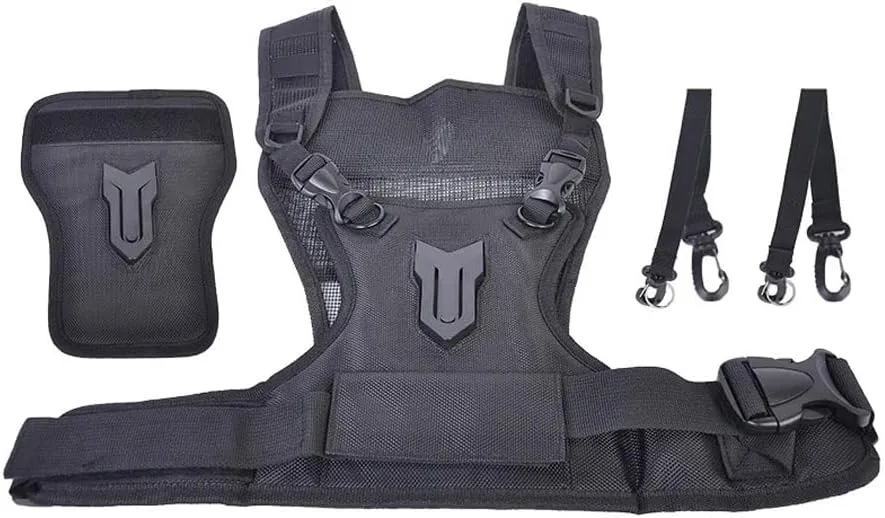 Dual 2 Camera Carrying Chest Harness System Vest Quick Strap with Side Holster for DSLR (Color : Black Size : ONE Size)