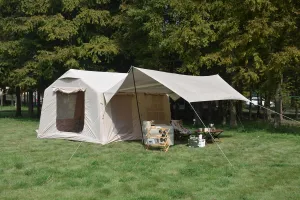 Easy Setup Inflatable Camping Tent for 7-8 People, Waterproof and Windproof with Canopy, Beige