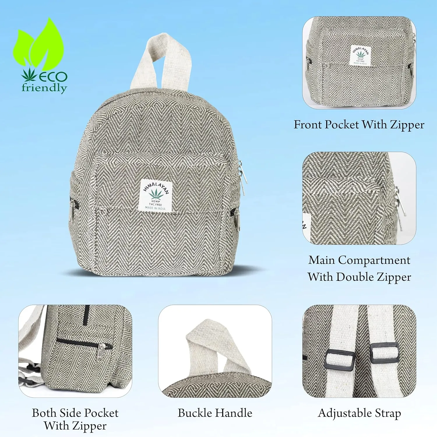 Eco Friendly Set Of Hemp Mini Backpack   Coin Purse Cute Light Weight Hemp Bag For women Girl (Dark Green)