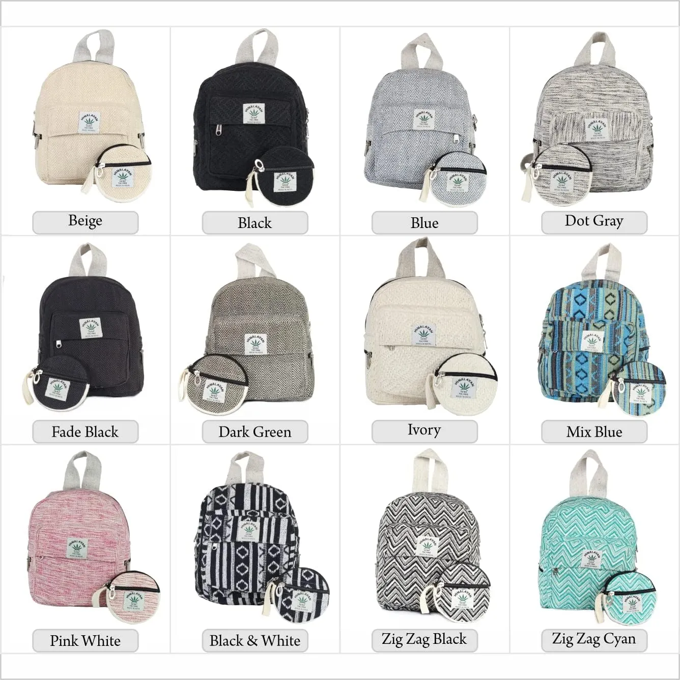 Eco Friendly Set Of Hemp Mini Backpack   Coin Purse Cute Light Weight Hemp Bag For women Girl (Dark Green)