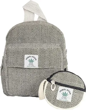 Eco Friendly Set Of Hemp Mini Backpack   Coin Purse Cute Light Weight Hemp Bag For women Girl (Dark Green)