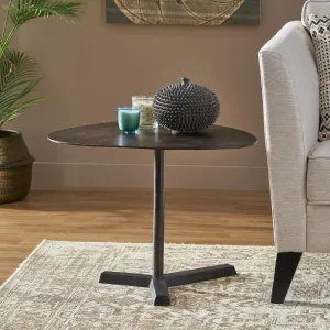 Elegant Elliptical Side Table for Modern Comfort, Handcrafted Aluminum Frame, Lightweight and Durable Design, Raw Bronze Finish