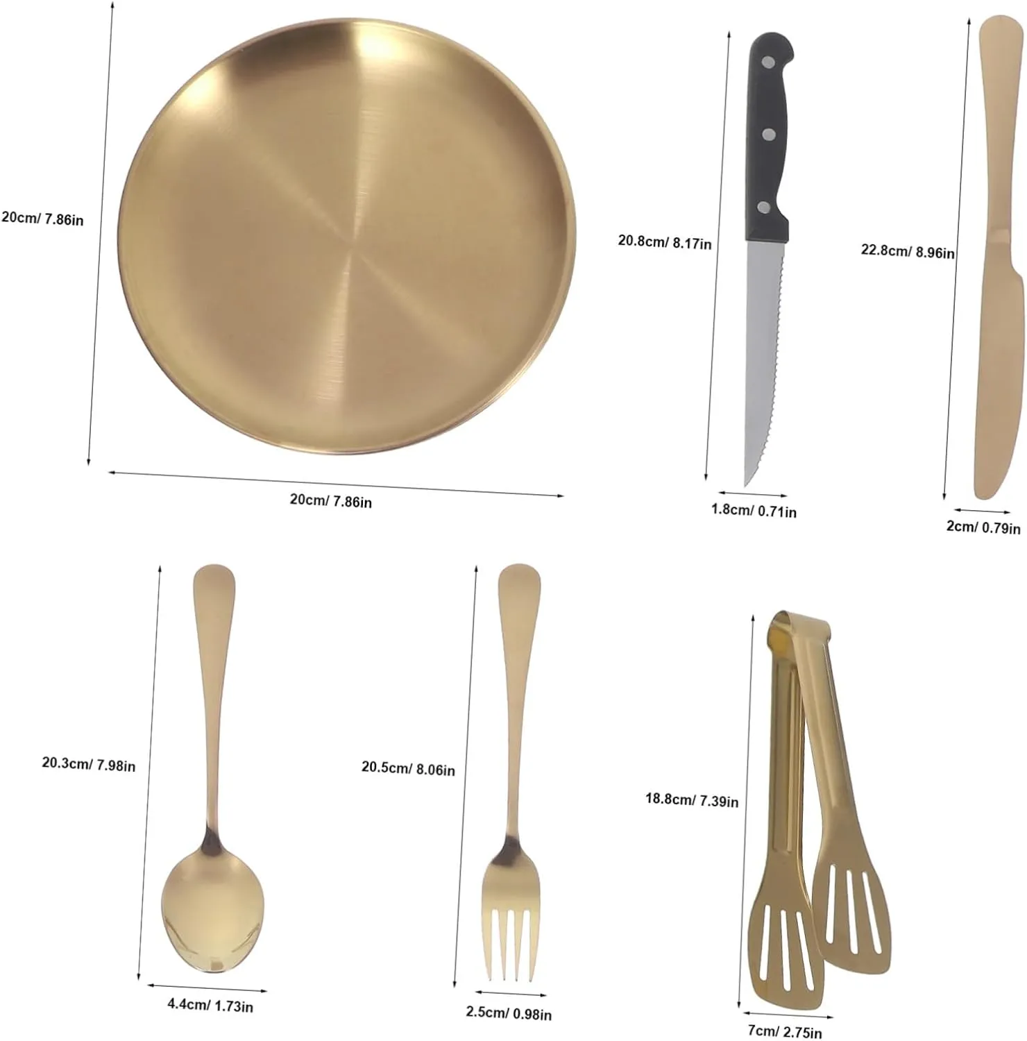 Elegant Outdoor Tableware Set Stainless Steel Silverware Set with Serving Spoon Soup Spoon Folding Utensils Portable Camping Dinnerware