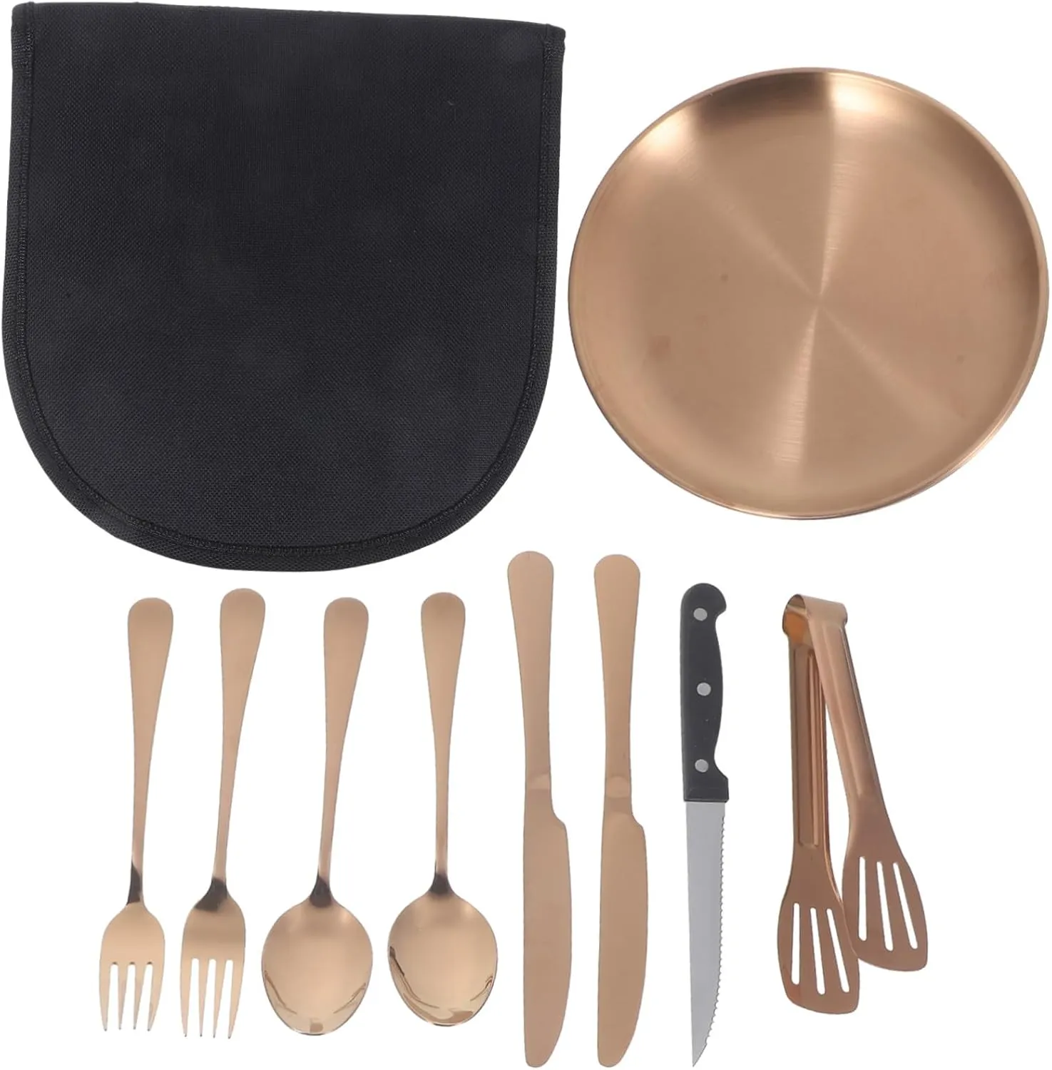 Elegant Stainless Steel Outdoor Cutlery 3-piece Folding Knife Fork Spoon Set for Camping Outdoor Dining