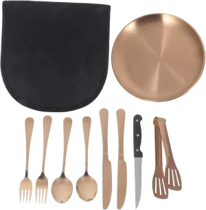 Elegant Stainless Steel Outdoor Cutlery 3-piece Folding Knife Fork Spoon Set for Camping Outdoor Dining