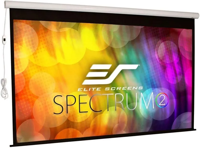 Elite Screens Spectrum2, 110-inch 16:9, 12-inch Drop, Electric Motorized Drop Down Projection Projector Screen, SPM110H-E12, MaxWhite FG / White Housing