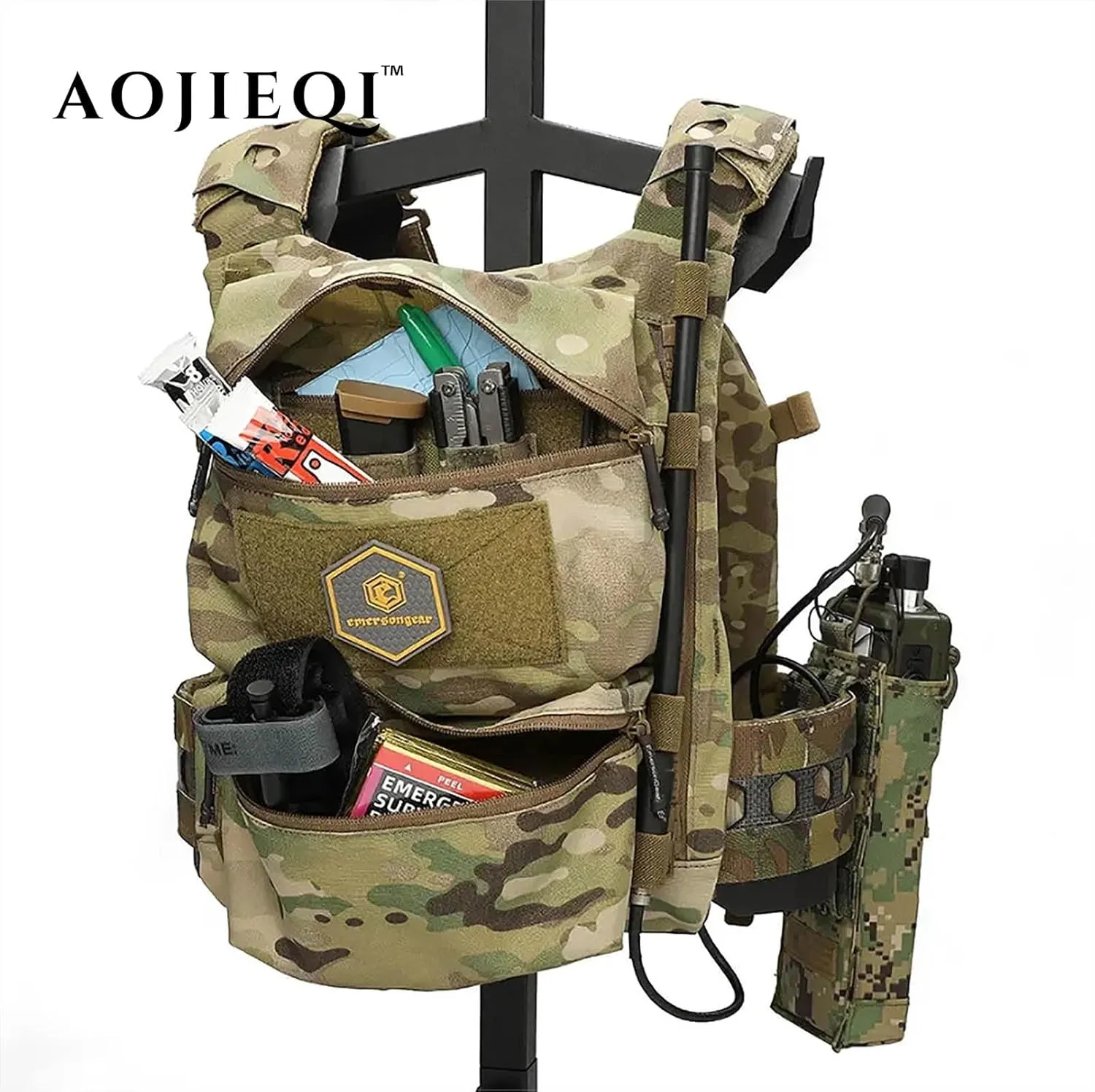 Emersongear FRO V5 Vest Back Panel Banger Backpack Zip On Bag Multi-purpose (Multicolor)