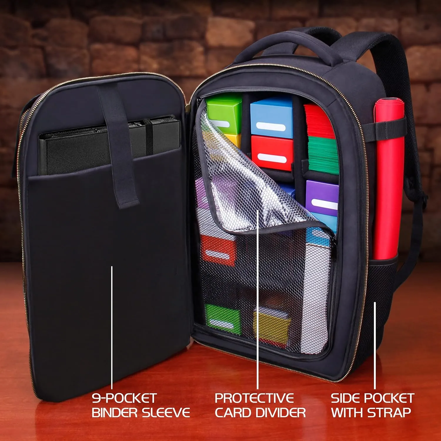 ENHANCE MTG Backpack TCG Card Storage - TCG Backpack for Deck Boxes, Sleeved Cards, Playmats, MTG Accessories