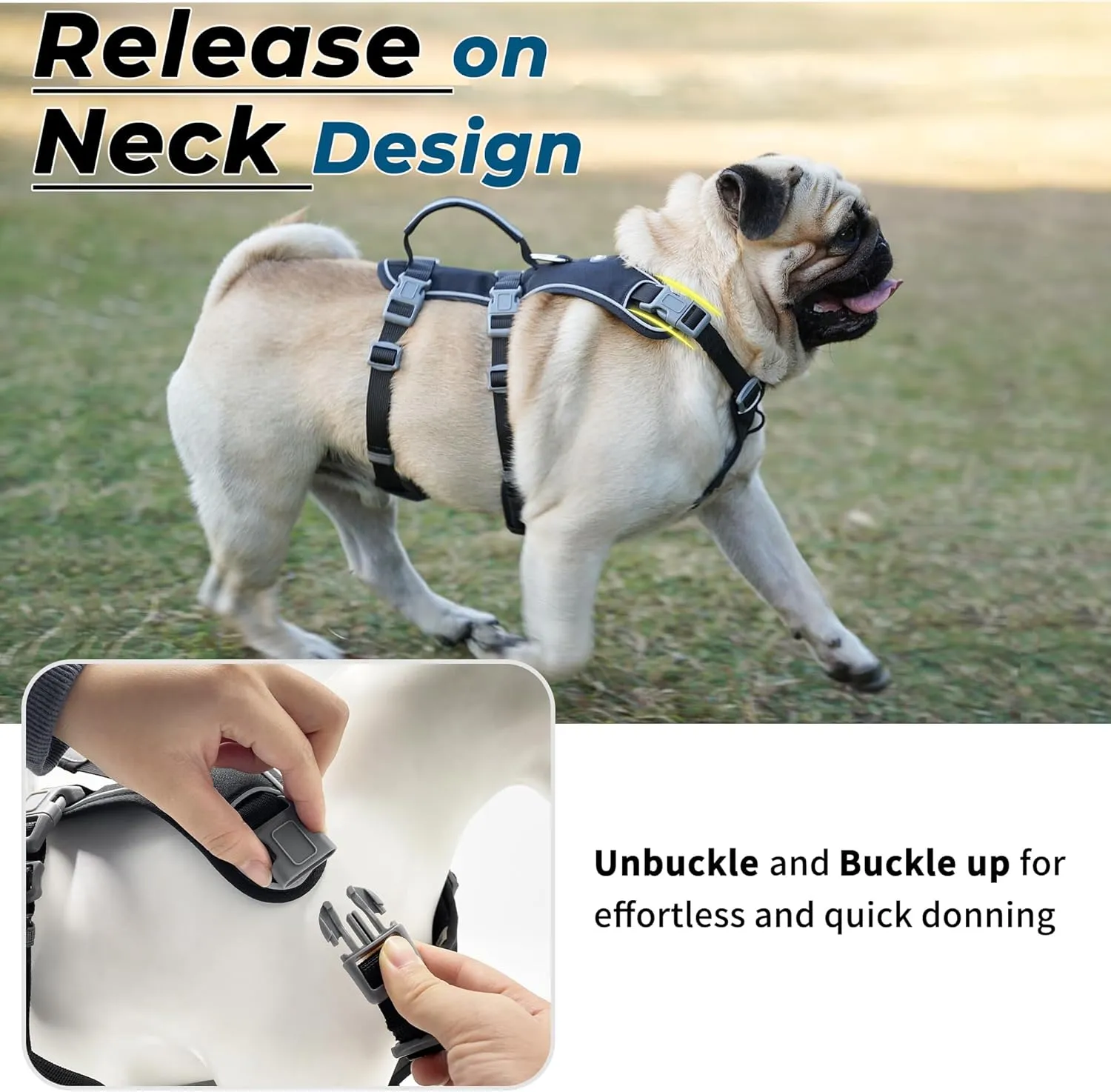 Escape Proof Dog Harness and Leash Set, Lightweight Dog Harness with Lift and Assist Handle, No Pull Reflective Pet Vest for Small Medium Dogs, Ideal for Puppy Walking and Training (Black, S)