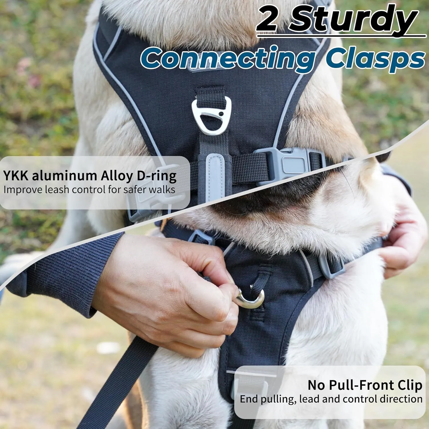 Escape Proof Dog Harness and Leash Set, Lightweight Dog Harness with Lift and Assist Handle, No Pull Reflective Pet Vest for Small Medium Dogs, Ideal for Puppy Walking and Training (Black, S)