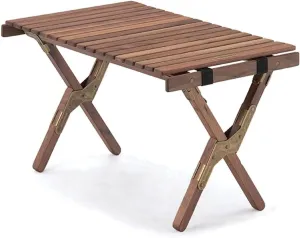 esmen Portable Camping Table,Outdoor Solid Wood Picnic Table,Roll Up Folding Table with Storage Bag for Beach,Camping,Picnic,Travel