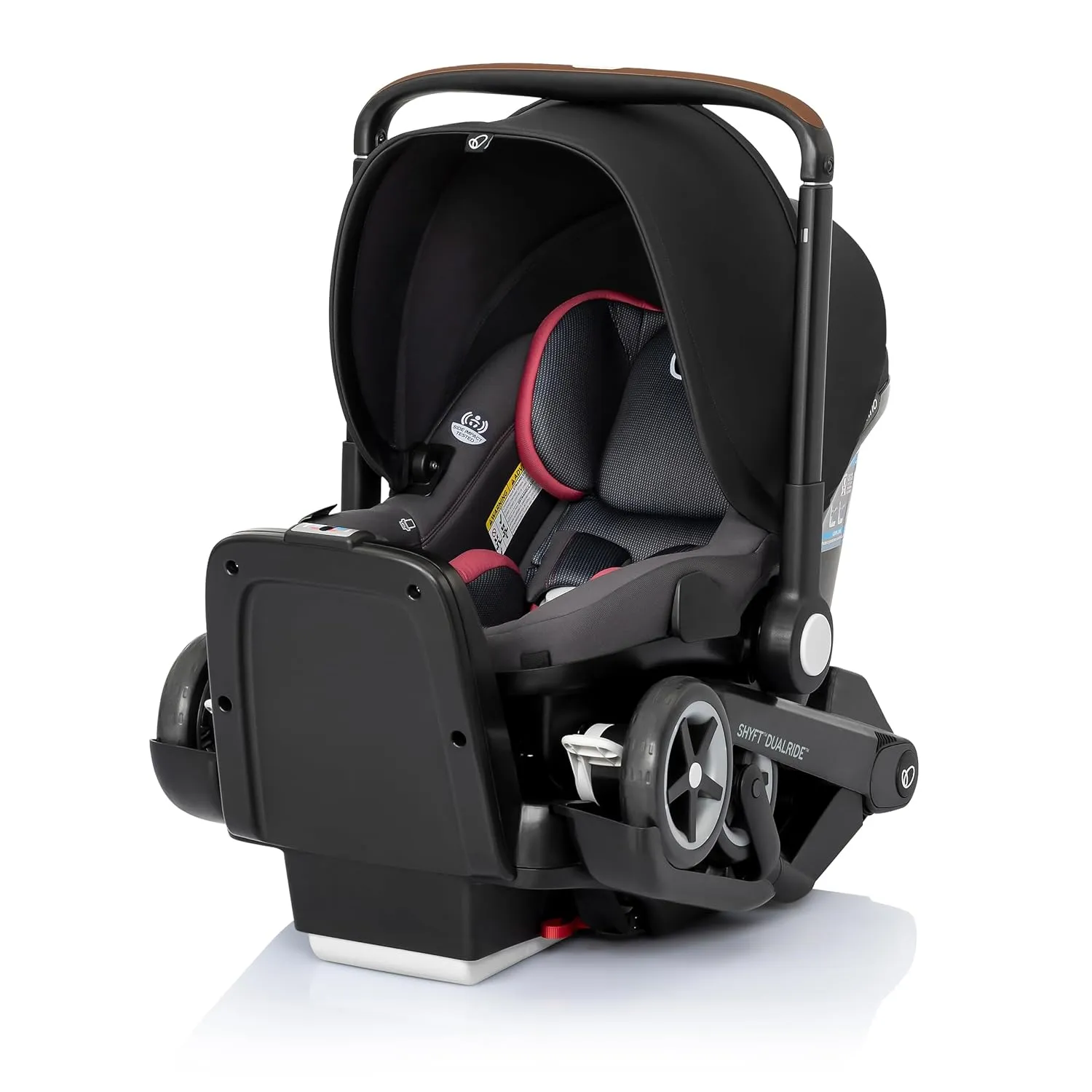 Evenflo Shyft DualRide Infant Car Seat and Stroller Combo w/Carryall Storage (Sylva Pink)