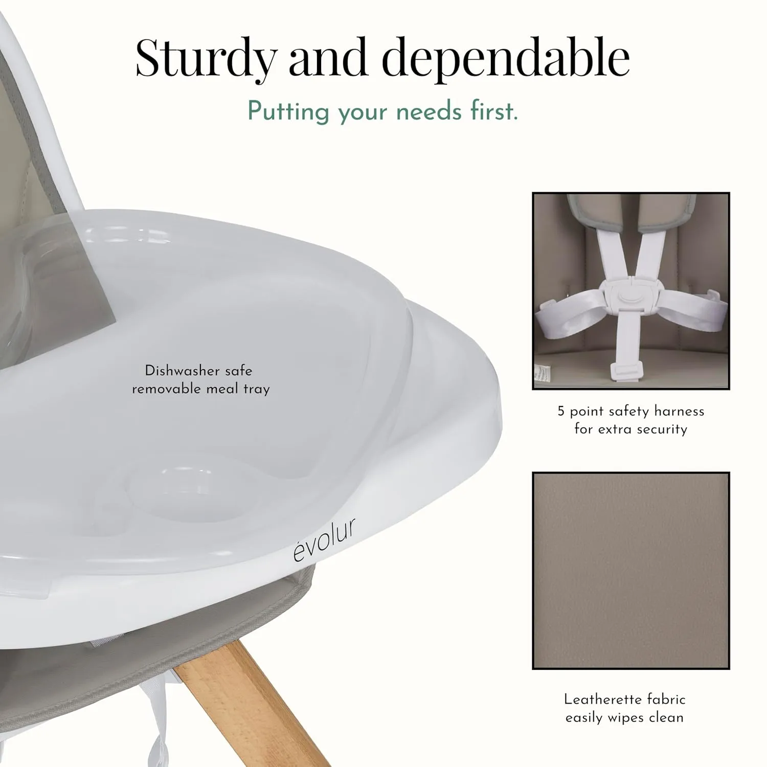 Evolur Zoodle 2 in 1 Convertible Baby High Chair in Light Gray