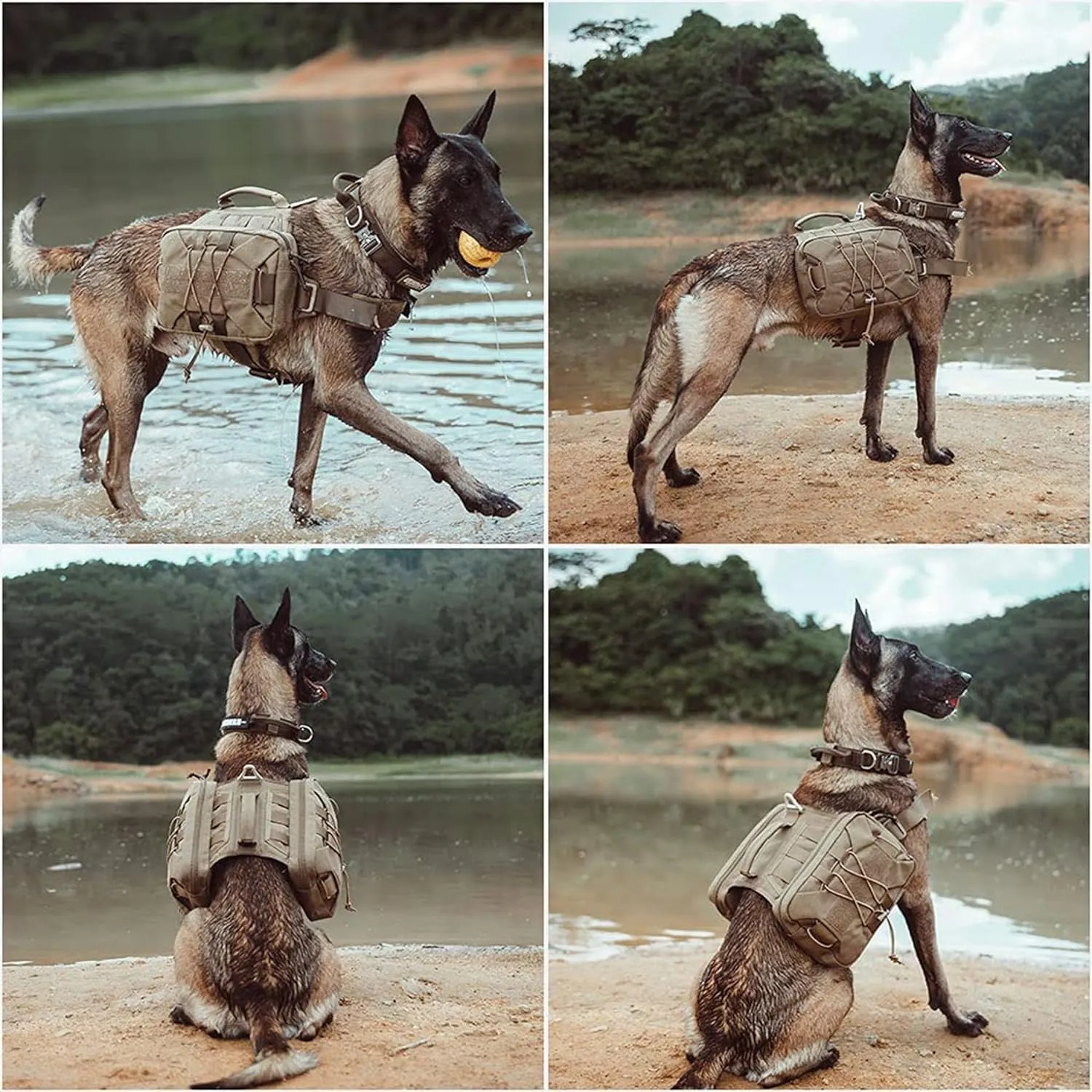 EXCELLENT ELITE SPANKER Dog Pack Dog Saddle Bag Backpack for Camping Hiking Medium & Large Dog with 2 Capacious Side Pockets (M, Black)