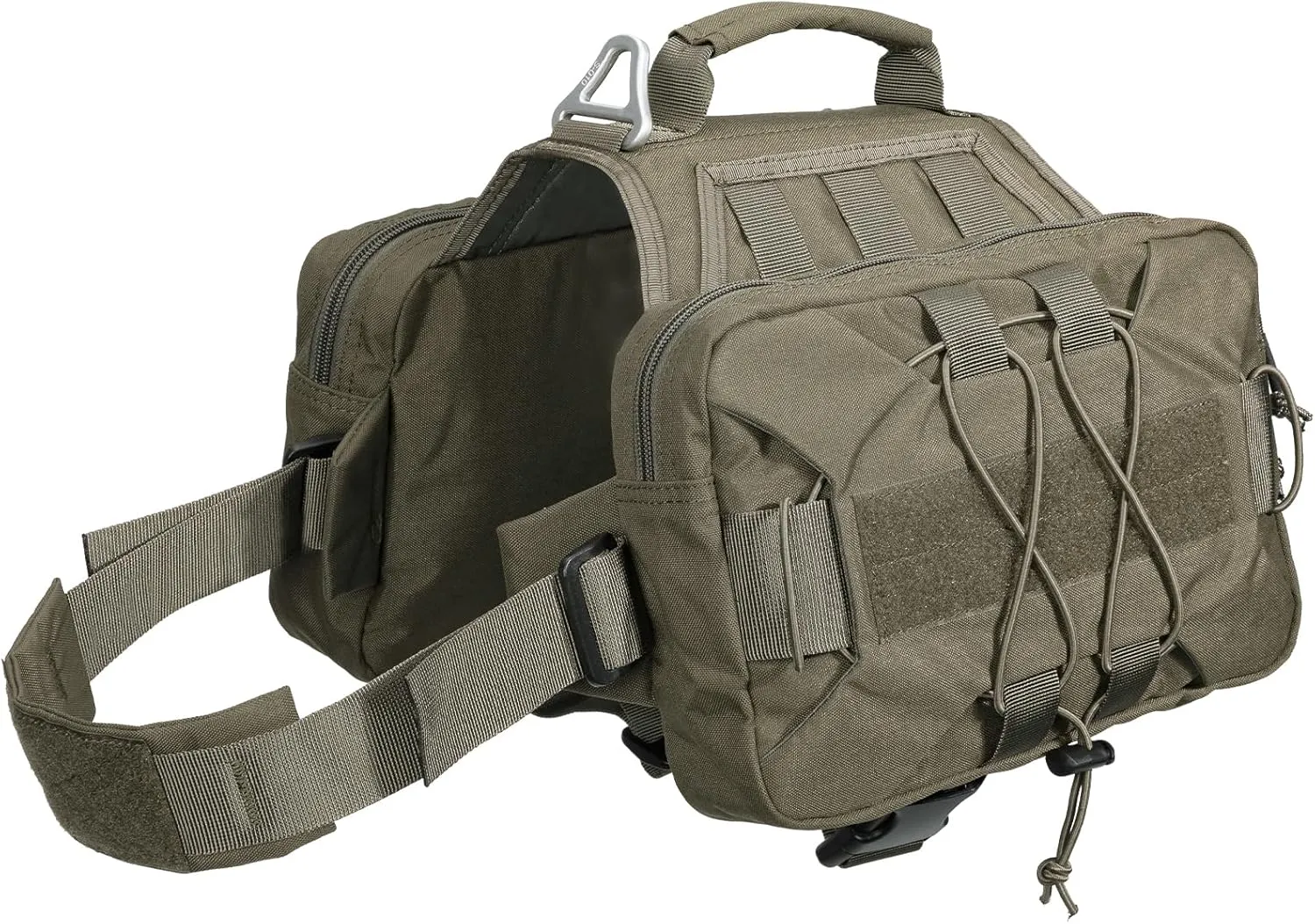 EXCELLENT ELITE SPANKER Dog Pack Dog Saddle Bag Backpack for Camping Hiking Medium & Large Dog with 2 Capacious Side Pockets (M, Ranger Green)
